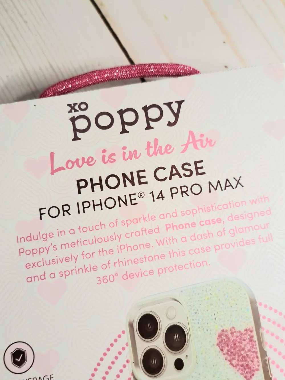 Xo Poppy Glitter Heart Phone Case for iPhone 14 Pro Max